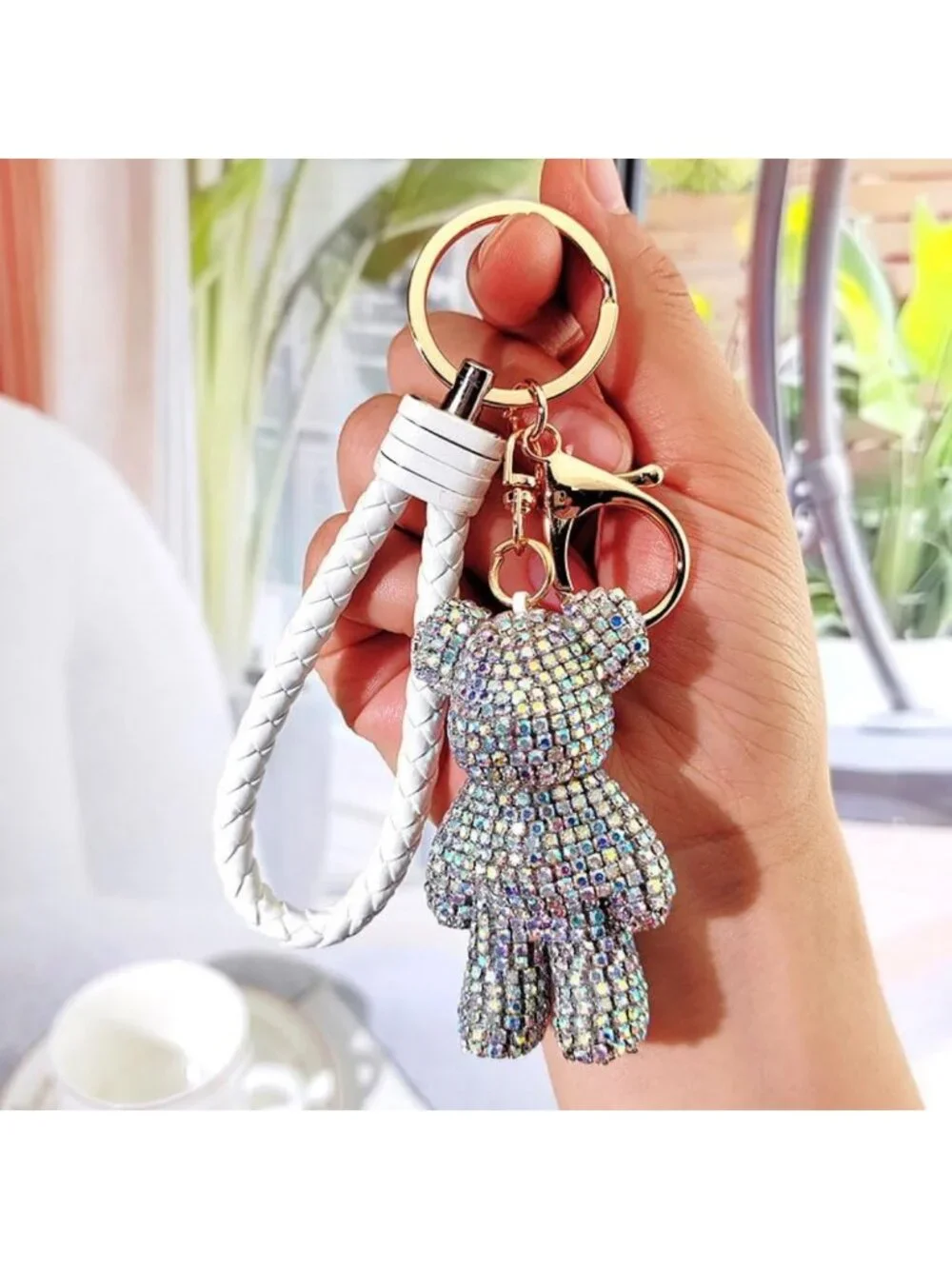 Charming Rhinestone Bear Keychain - Bling Pendant, Luxury Teddy Bear Accessory